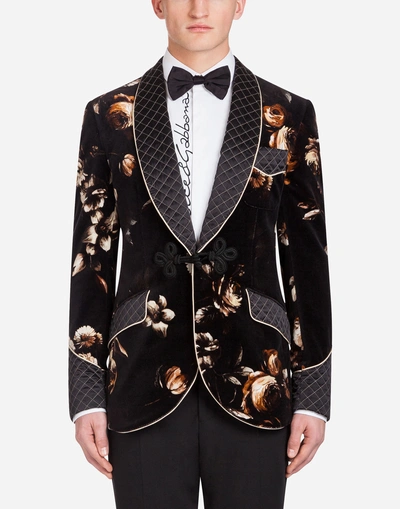 DOLCE & GABBANA SMOKING JACKET IN PRINTED VELVET