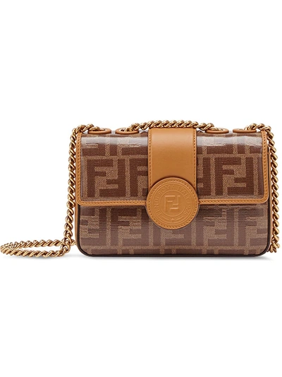 Fendi Mini Double F Shoulder Bag In Brown