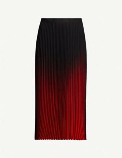 Marlie ombre pleated midi skirt outlet red/black