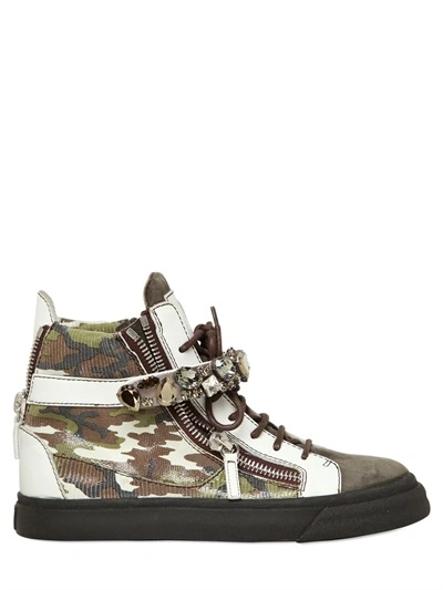 GIUSEPPE ZANOTTI 20MM EMBOSSED LEATHER HIGH TOP SNEAKERS