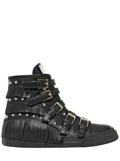 GIUSEPPE ZANOTTI Fringed Leather High Top Sneakers