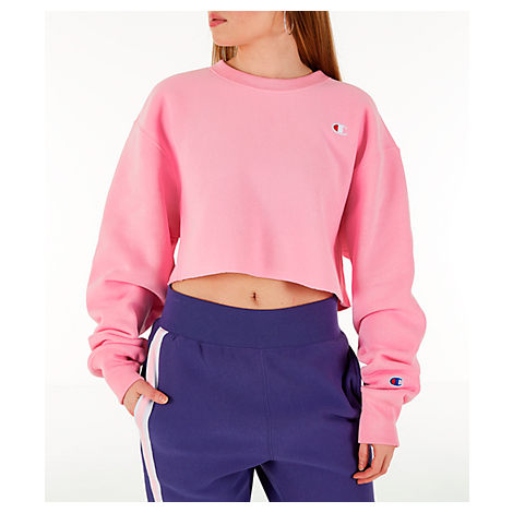 pink champion crop sweatshirt