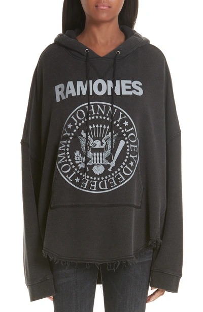 Shop R13 Ramones Print Hoodie In Acid Black