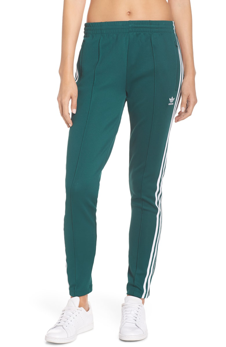 collegiate green adidas track pants