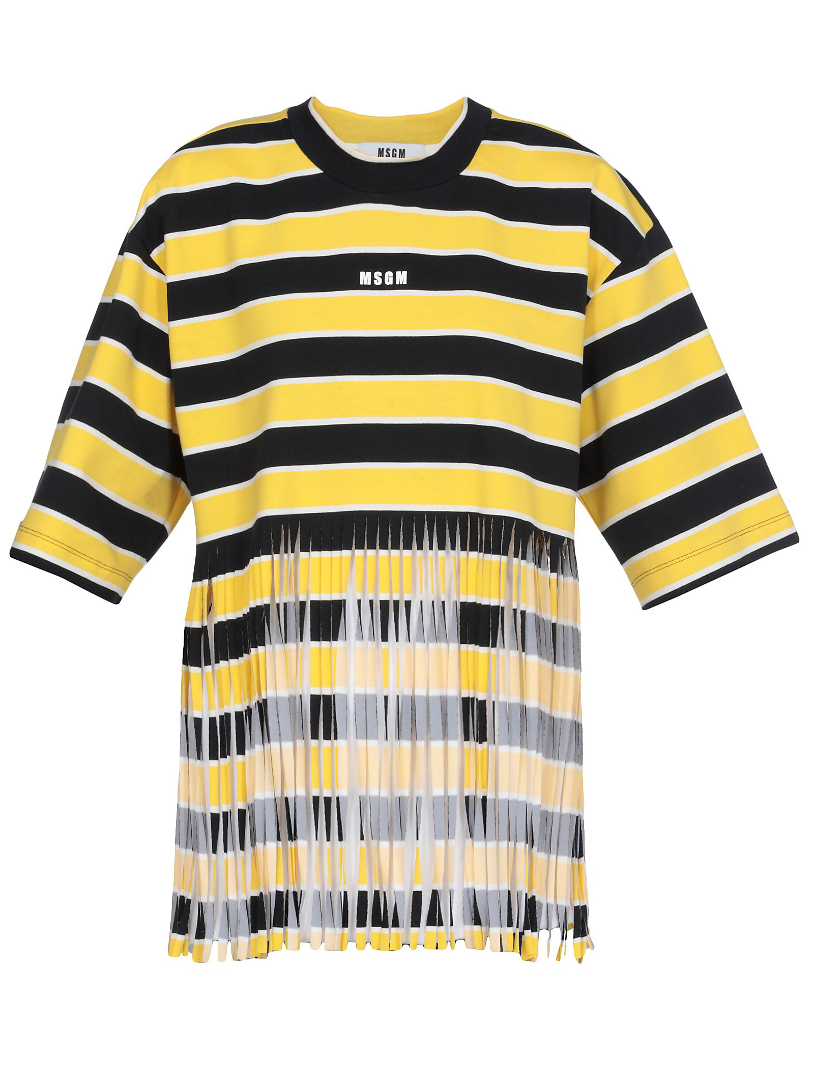 Shop Msgm Striped Shirt In Striped Black Yellow