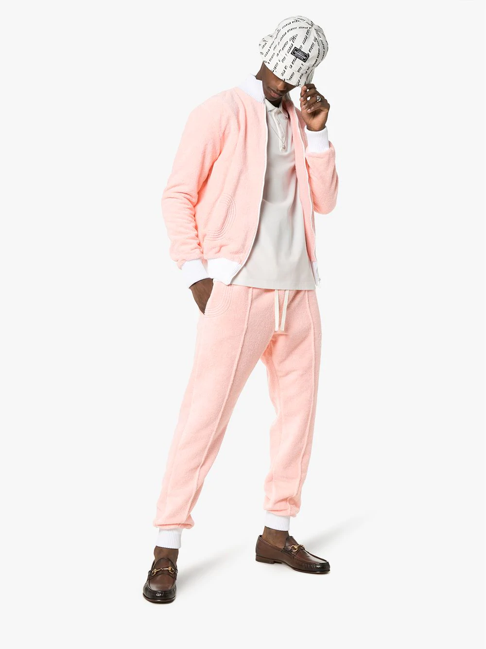Shop Casablanca Terry Fleecy Cotton Track Pants In 111 Pink