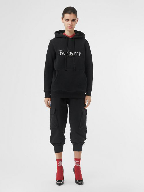 burberry embroidered logo jersey hoodie