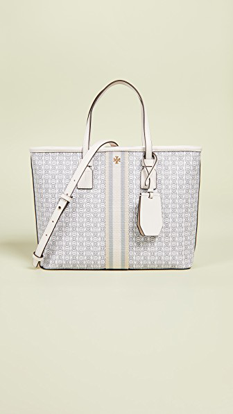 Shop Tory Burch Gemini Link Canvas Small Tote In New Ivory Gemini Link