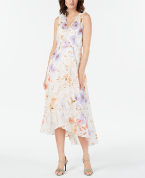 calvin klein floral high low dress
