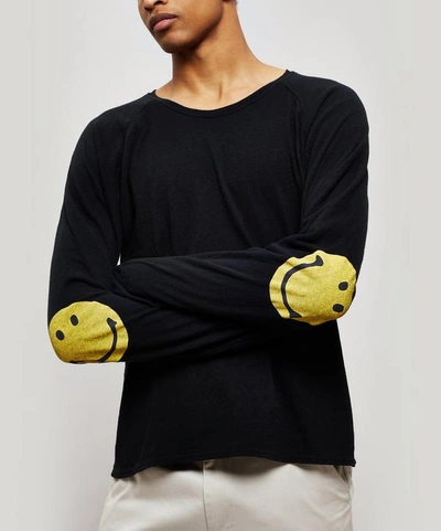 Kapital Chef Smiley Elbow Patch Long-sleeve T-shirt In Black