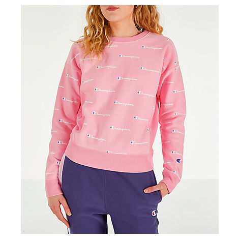 champion reverse weave crewneck sweatshirt pink