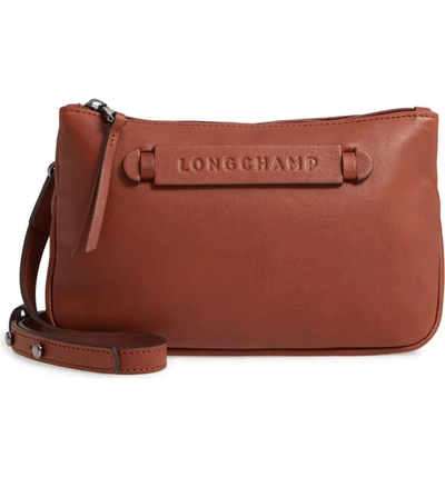 Shop Longchamp 3d Leather Crossbody Bag In Cognac