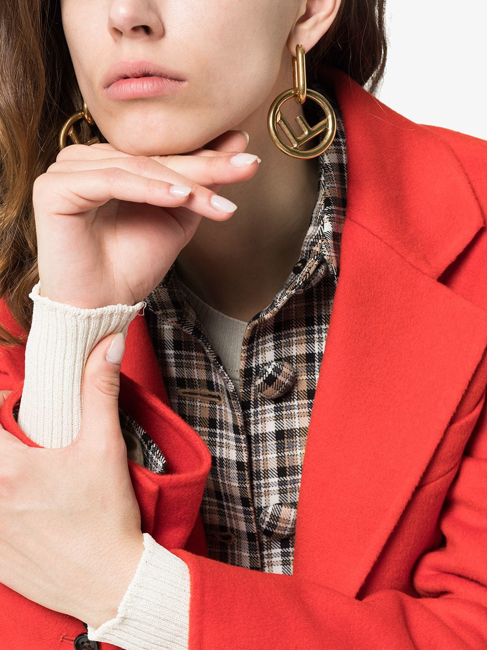 f is fendi earrings gold