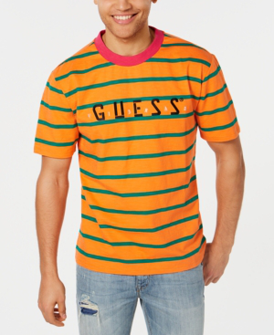 guess orange striped t shirt