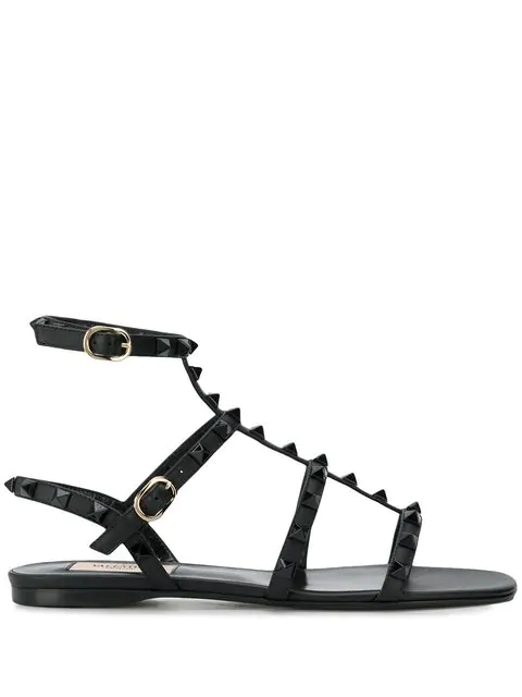 valentino black flat sandals
