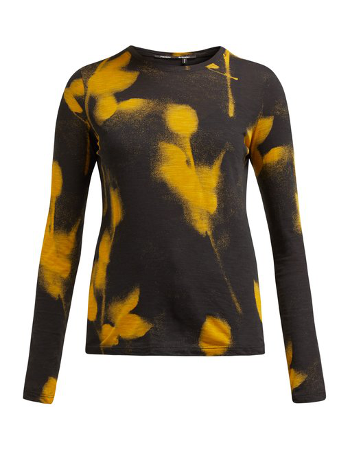Shop Proenza Schouler Floral Spray Paint Print Cotton Top In Black