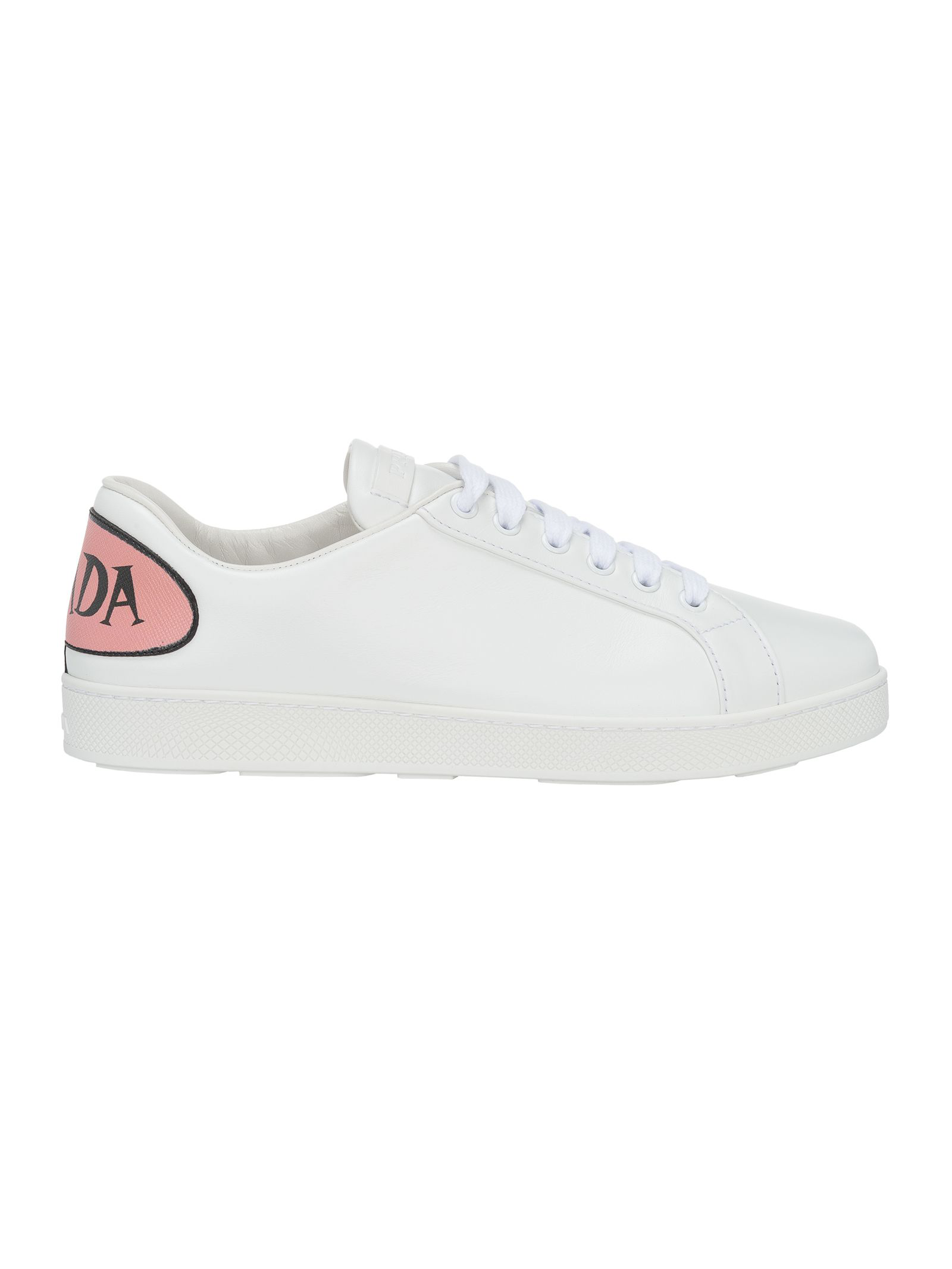 pink and white prada sneakers
