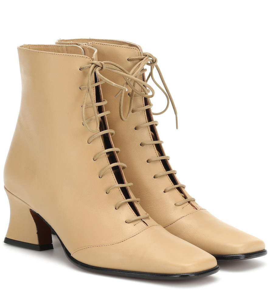 cream lace up ankle boots