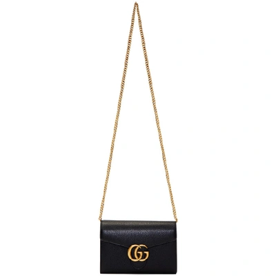 Gucci Black Gg Marmont Cellarius Wallet Bag In 1000 Nero