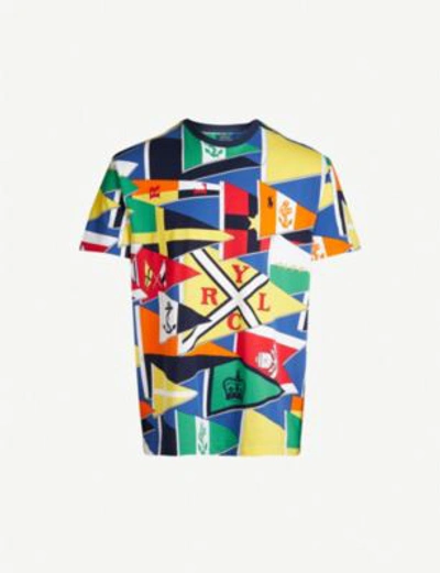 Shop Polo Ralph Lauren Flag print Cotton T shirt In Rlyc Burgee Flag