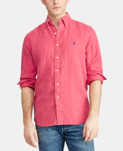 Shop Polo Ralph Lauren Men s Slim Fit Linen Shirt In Bermuda Red