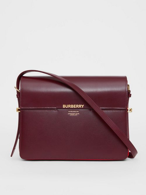 Shop Burberry Large Two-tone Leather Grace Bag In Oxblood/bright Military  Red