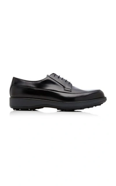 PRADA SPAZZOLATO ROIS LEATHER DERBY SHOES