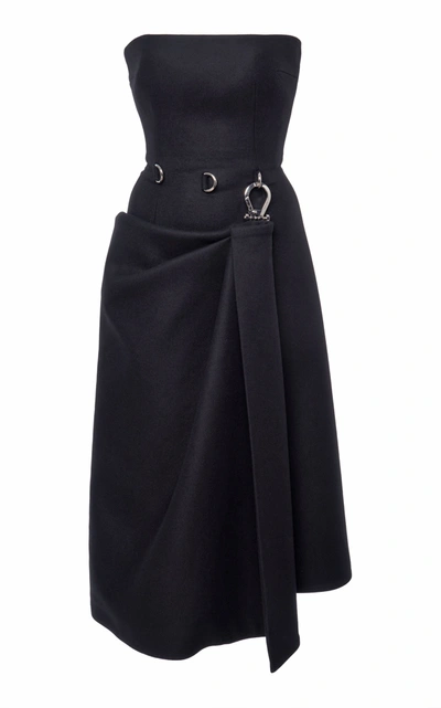 prada corset dress Prada Strapless Wool-crepe Corset Dress In Black