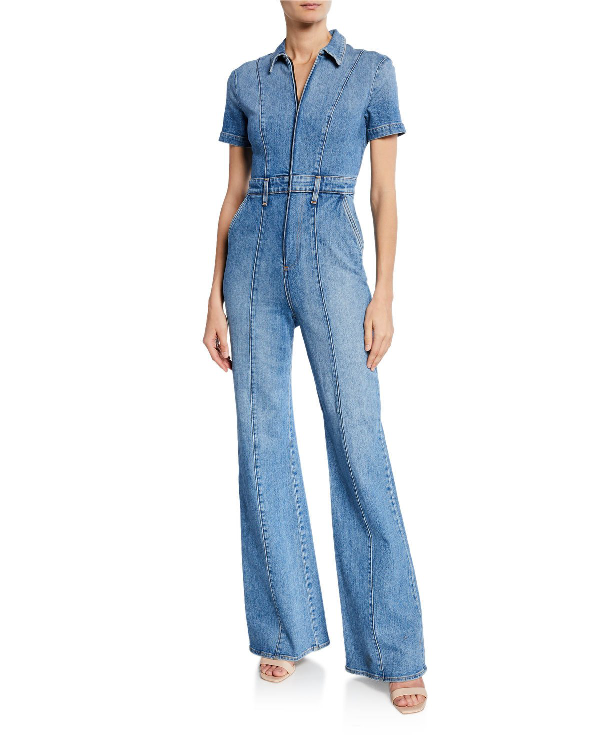 denim jumpsuit fitted