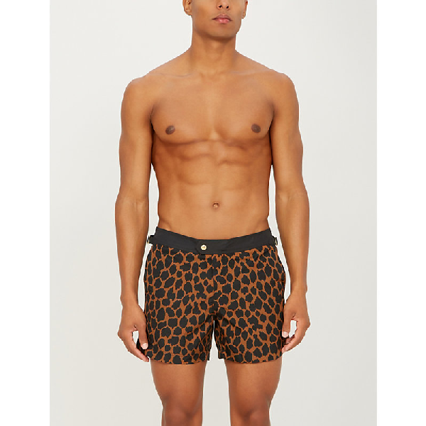 Shop Tom Ford Leopard-print Swim Shorts