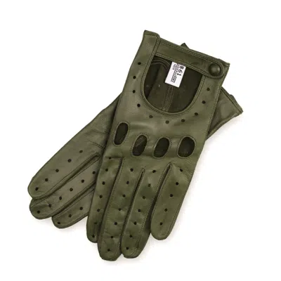 1861 GLOVE MANUFACTORY GREEN MESSINA - WOMEN'S LEATHER DRIVING GLOVES IN VERDE