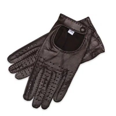 1861 GLOVE MANUFACTORY MEN'S BROWN MONZA - NAPPA LEATHER DRIVING GLOVES FOR MAN TMORO