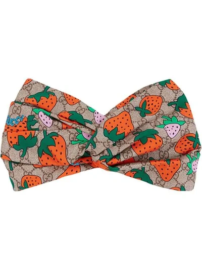 GUCCI strawberry print GG headband 