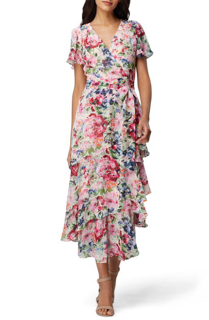 garden chiffon midi dress