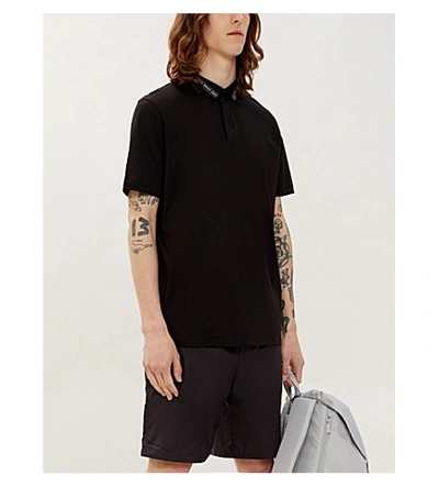 HUGO BOSS LOGO-TRIM REGULAR-FIT COTTON-JERSEY POLO