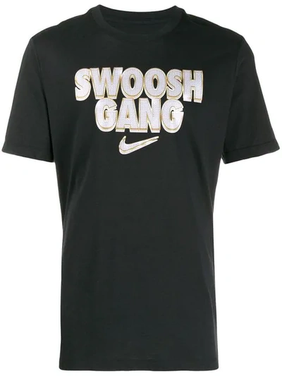 Shop Nike Swoosh Gang Print T shirt In Black