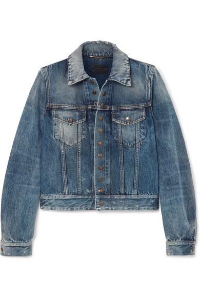 saint laurent distressed denim jacket