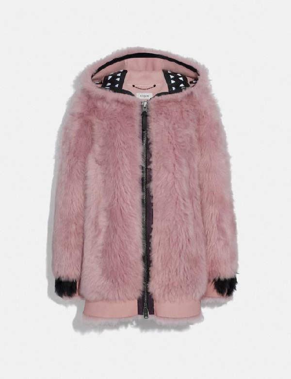 coach shearling hoodie
