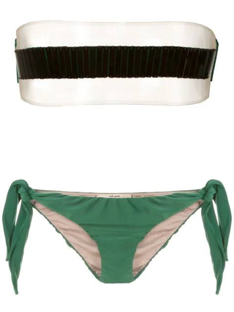 green strapless bikini