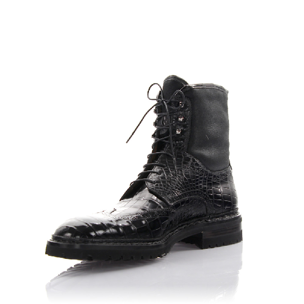 crocodile lace up boots