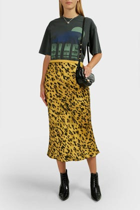 anine bing silk skirt yellow