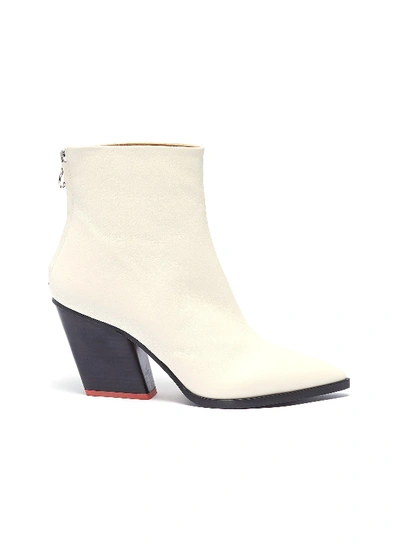 Shop Aeyde cherry Slanted Heel Leather Ankle Boots In White