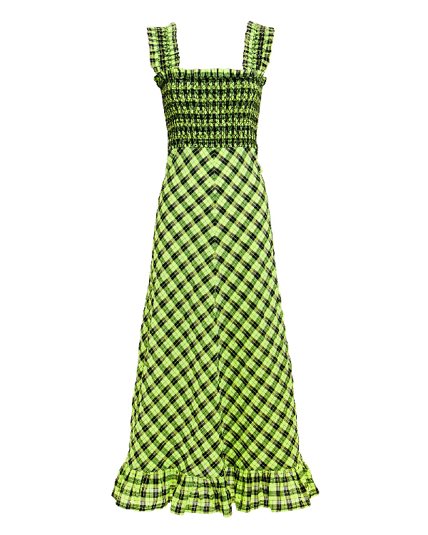 ganni green gingham dress