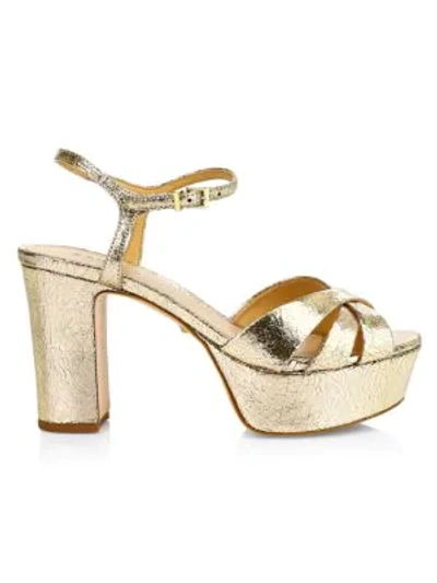 SCHUTZ Keefa Metallic Leather Platform Sandals