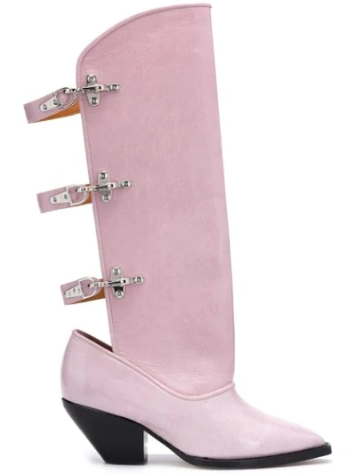 Ganni cowboy boots pink online