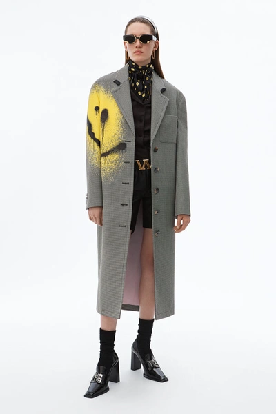 Alexander Wang Spray Paint Drop Shoulder Coat In Black/white
