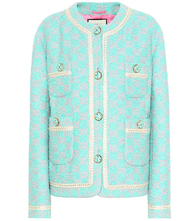 Gucci Gg Tweed Jacket In Turquoise