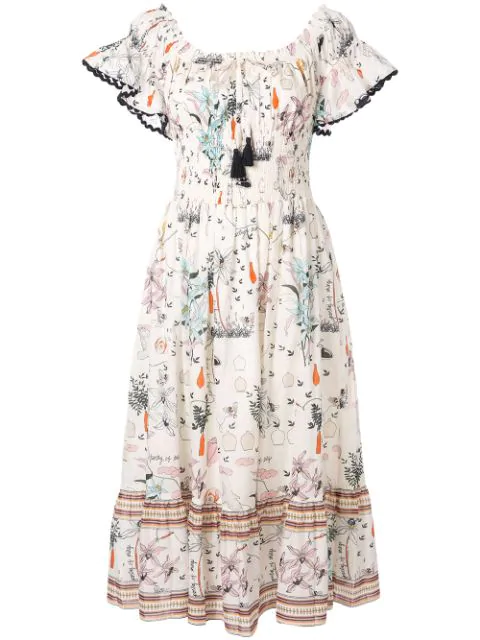 Shop Tory Burch Floral Midi Dress In 990 Ivory Poetry Of Things