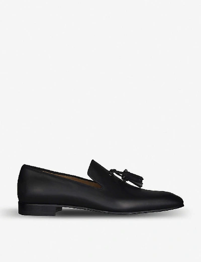CHRISTIAN LOUBOUTIN MENS BLACK DANDELION TASSEL LEATHER LOAFERS EUR 40 / 6 UK