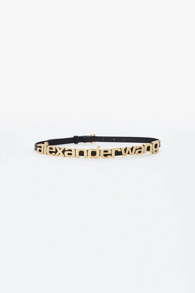 Alexander Wang Metal Logo Belt In Black